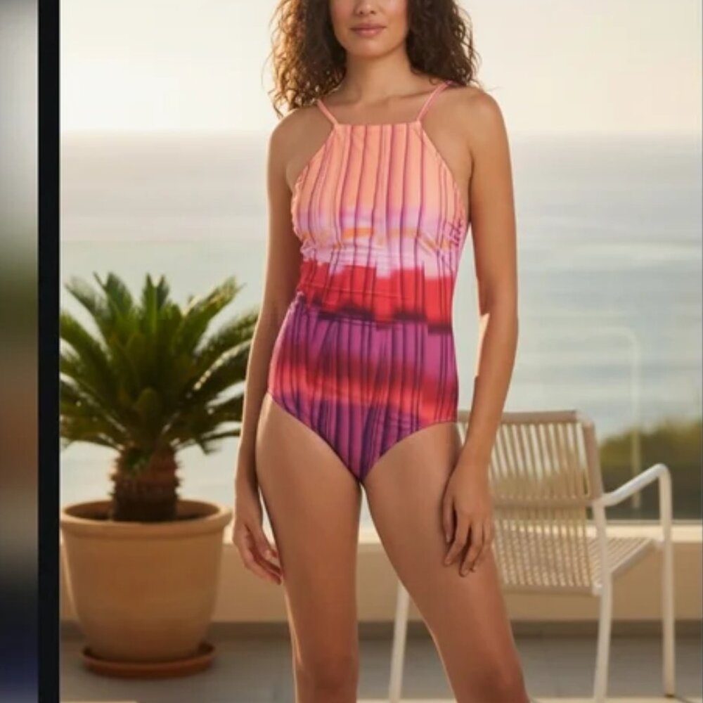 nwt GOTTEX FROM CHICO'S golden hour padded cup swimsuit 10 $158 tags - Picture 1 of 3